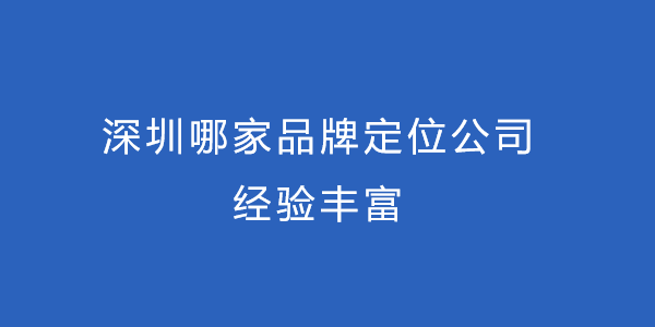 深圳哪家品牌定位公司經(jīng)驗豐富